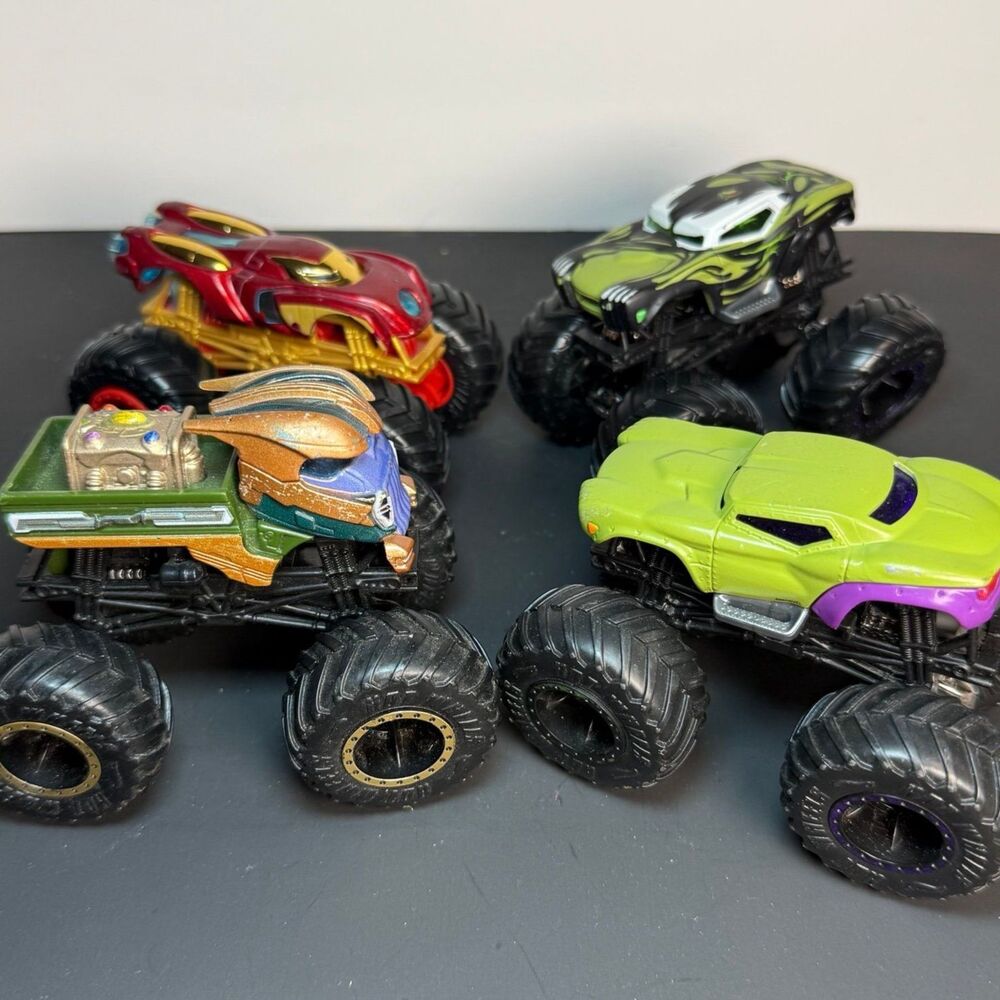 Hot Wheels Monster Truck Bundle Avengers Ironman Hulk Thanos 1:64 Lot of 4